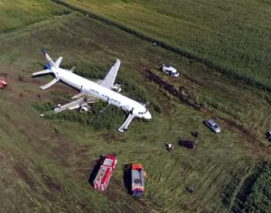 Avião com mais de 200 a bordo faz pouso de emergência em milharal após colidir com pássaros