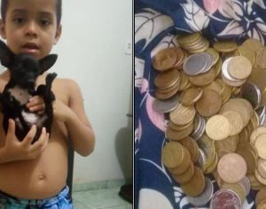 Menino comove ao oferecer R$ 18 em moedas para quem achar seu cãozinho