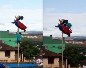 Rapaz tenta voar nas costas do Mickey em cidade do Paraná