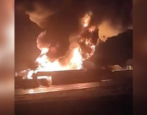 Incêndio perto de posto de combustíveis faz feridos em Sertanópolis; vídeo