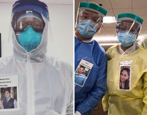Médicos criam crachás sorrindo para confortar pacientes com covid-19