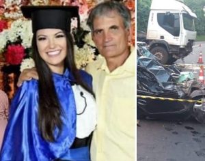 Pai, mãe e filha morrem em acidente entre carro e caminhão no Paraná