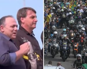 Com Pazuello e sem máscara, Bolsonaro causa aglomeração em evento