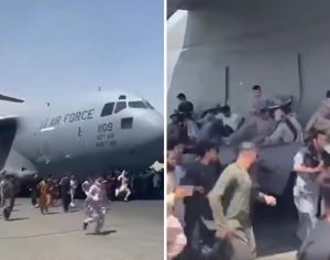 Afegãos invadem aeroporto e tentam fugir agarrados a aviões dos EUA