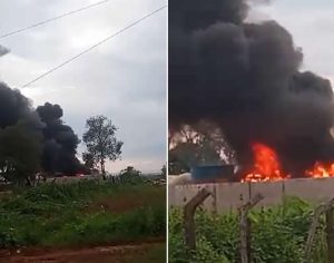 Vídeo: Incêndio atinge caminhões e mobiliza bombeiros em Cambé