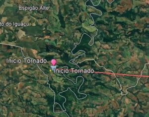 Simepar divulga trajeto feito por tornado que atingiu o Paraná